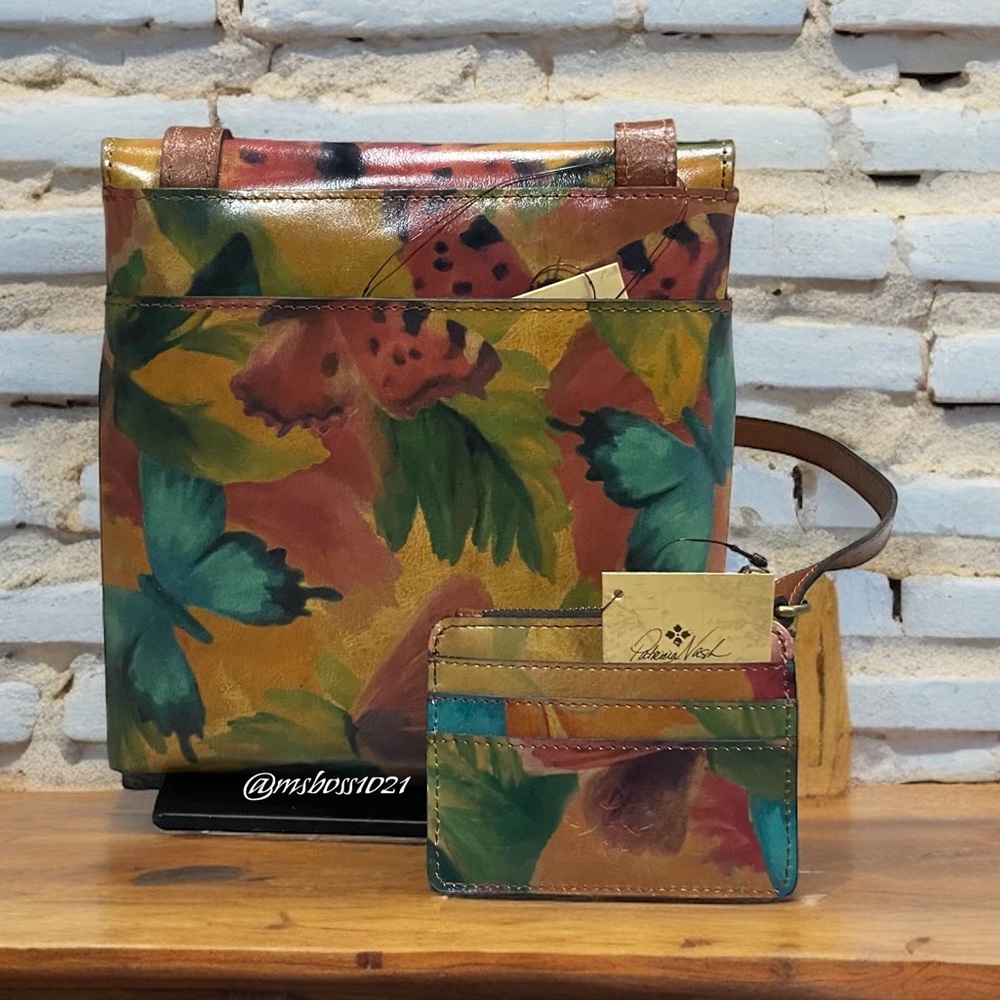 Patricia Nash Lily Granada Italian Leather Crossbody + Cardholder in Wtrbfy - Picture 1 of 5